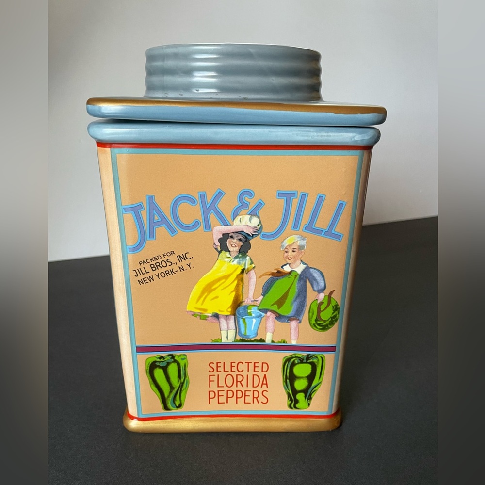 Vintage label Jack and Jill Cookie Jar pics depicting vintage seed packs.Perfect